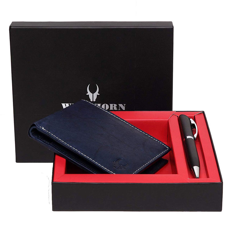 WildHorn Blue Wallet & Pen Set