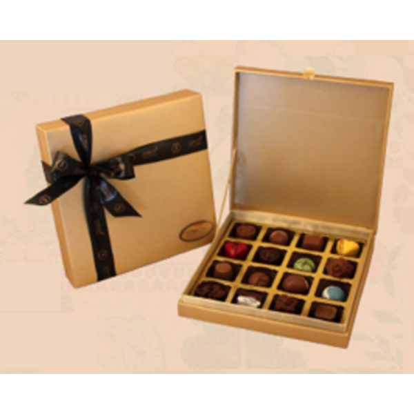 ZOROY Delight Series 16 chocolates - GOLD FAUX LEATHER BOX