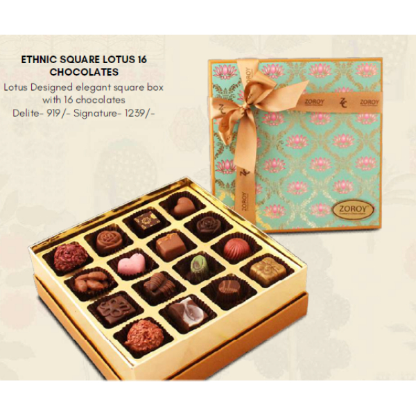 ZOROY ETHNIC SQUARE LOTUS 16 DELIGHT CHOCOLATES