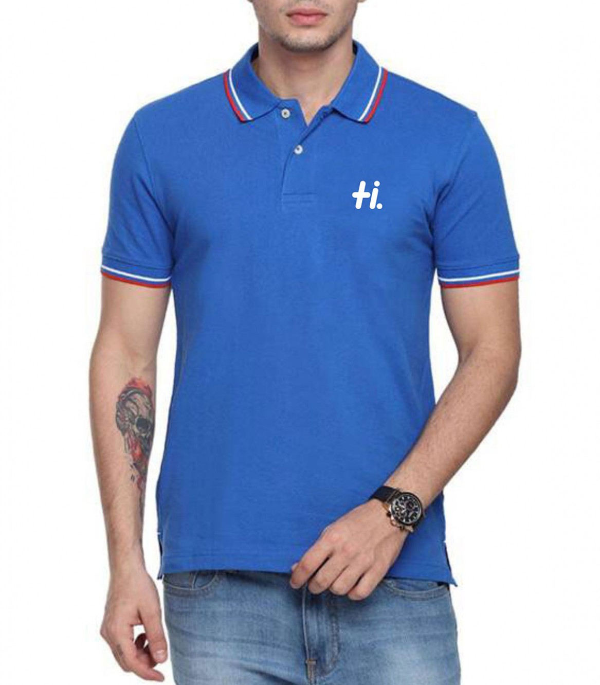 Arrow Blue T-shirt With Tipping