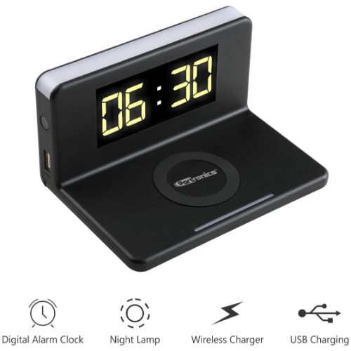 Desktop Wireless Charger with Digital Alarm Clock