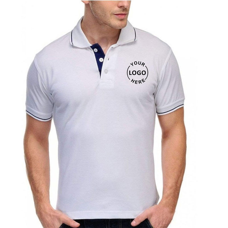 White With Royal Blue Tipping Polo T-shirt