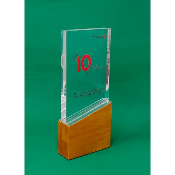 Glass Trophy with Wooden Base 