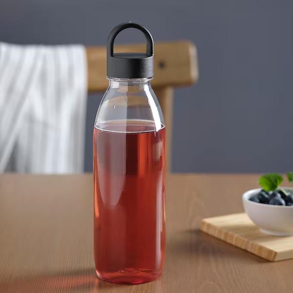 Water Bottle Clear Dark Grey