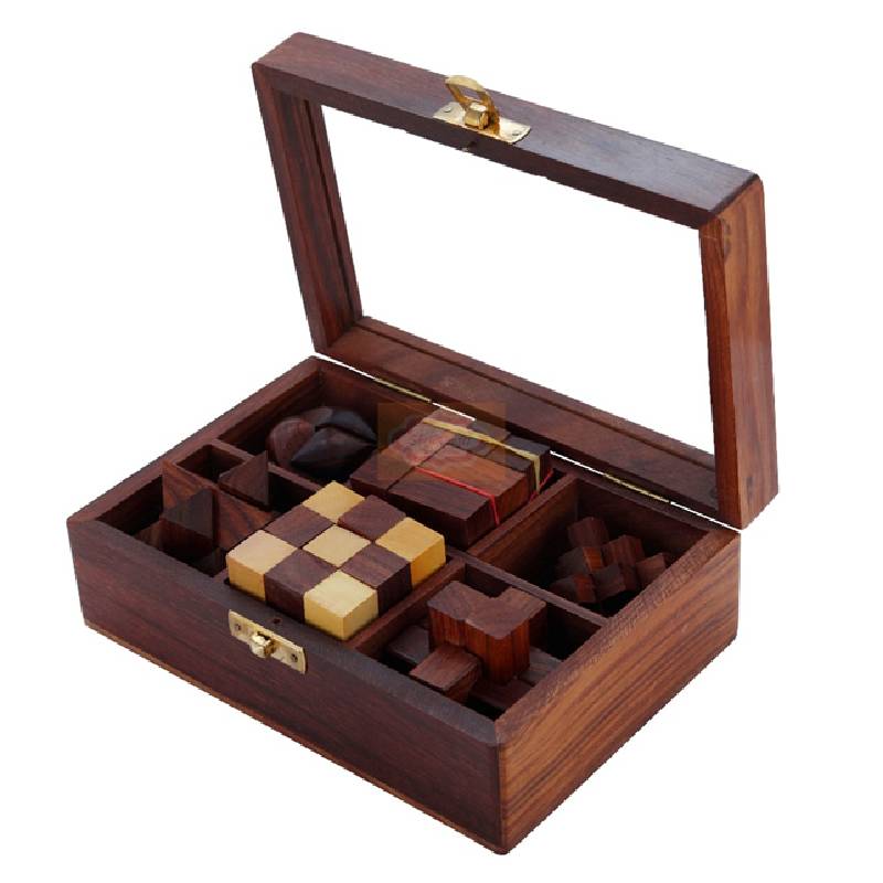 Wooden 3D Puzzle Six in One Game Set