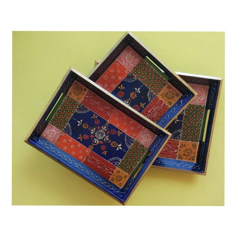Decorative Wooden Tray  - Set of 3