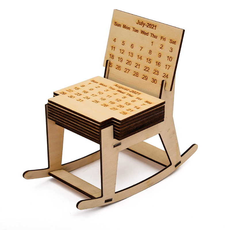 Wooden Table Calendar Rocking Chair Shaped Game