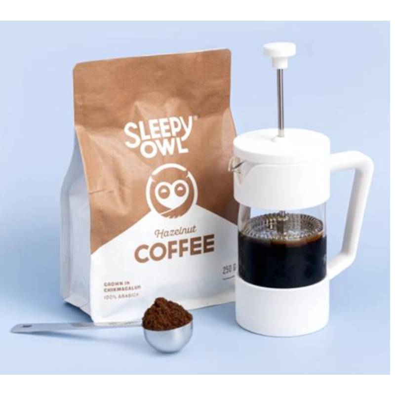 Sleepy Owl French Press and Ground Coffee