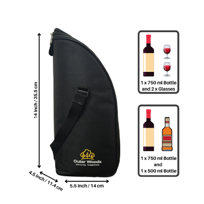 Outer Woods Insulated 1 Bottle Cooler Bag - Black