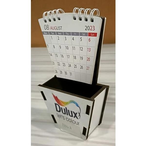 MDF Digital Printed Table Calendar with Pen Stand